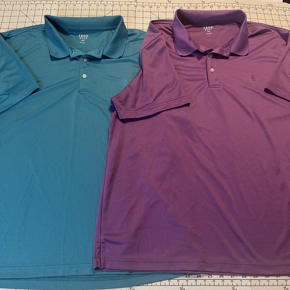 2 Izod Men's 2XL Golf Shirts Short Sleeve Teal Purple - Picture 1 of 9
